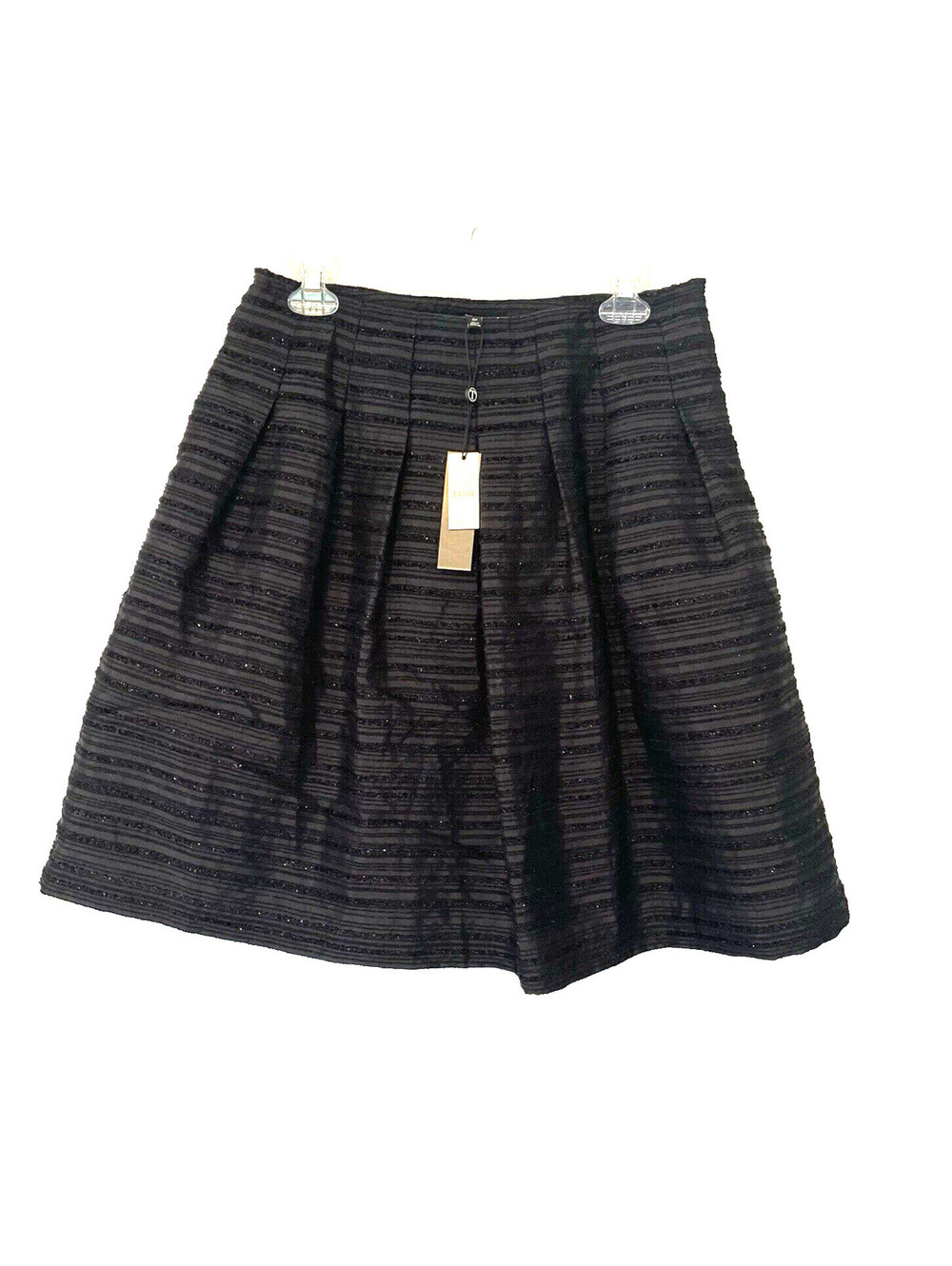 NWT Talbots Petites - Black textured taffeta pleated skirt, Size 6 Petite